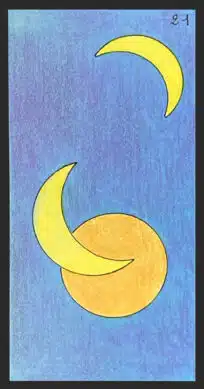 Les trois lunes - Carte n°21 de l'Oracle Gé