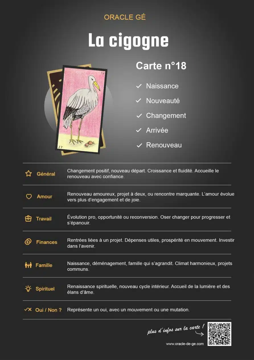 La Cigogne (18) Oracle Gé : Signification