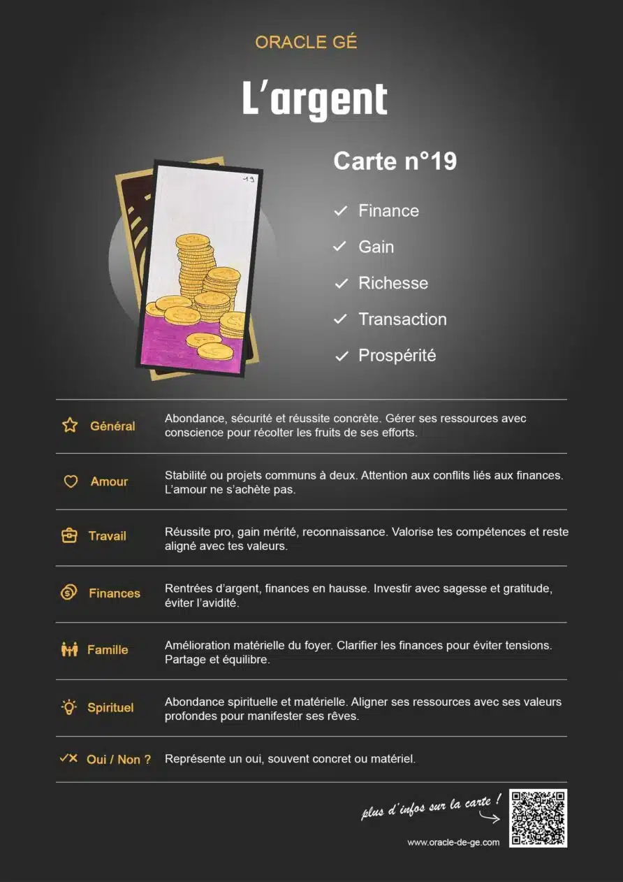 L'Argent (19) Oracle Gé : Signification