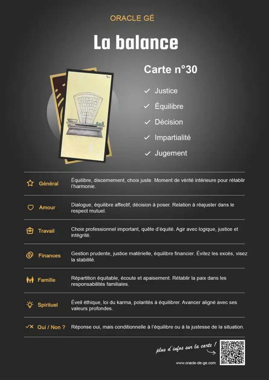La Balance (30) Oracle Gé : Signification